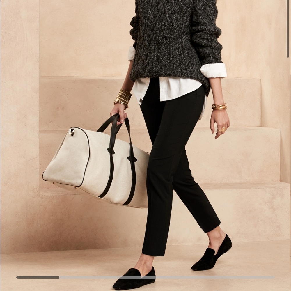 Banana Republic Black Avery Straight Wool-Blend Pant